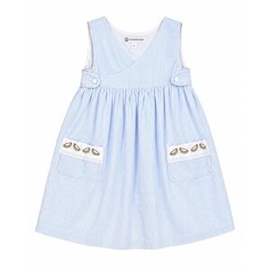 The Proper Peony Dress Girls 6 Blue Seersucker Americana Watermelon Preppy
